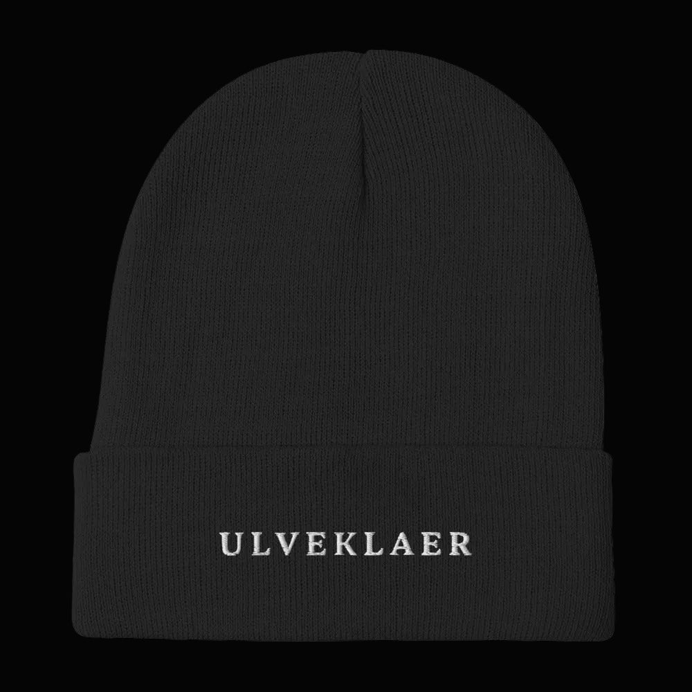 Black & Navy Beanie | 60% Cotton & White Embroidery by Ulveklaer