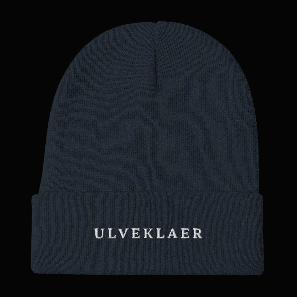 Black & Navy Beanie | 60% Cotton & White Embroidery by Ulveklaer