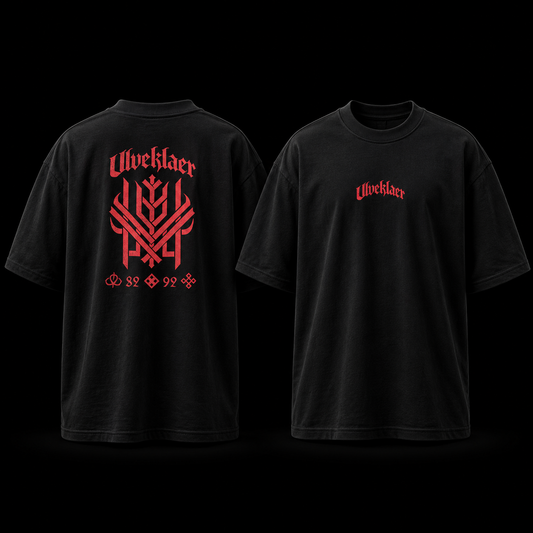 Ulveklaer – Nordic Rune Strength Tee (Black & Red Edition)