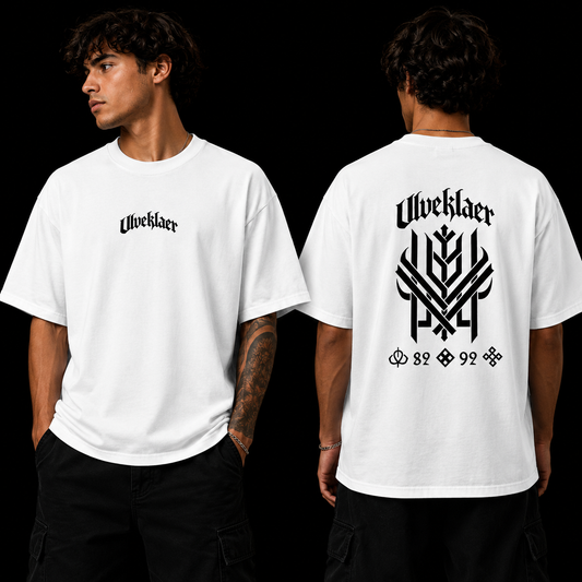 Ulveklaer – Nordic Rune Strength Tee (White & Black Edition)