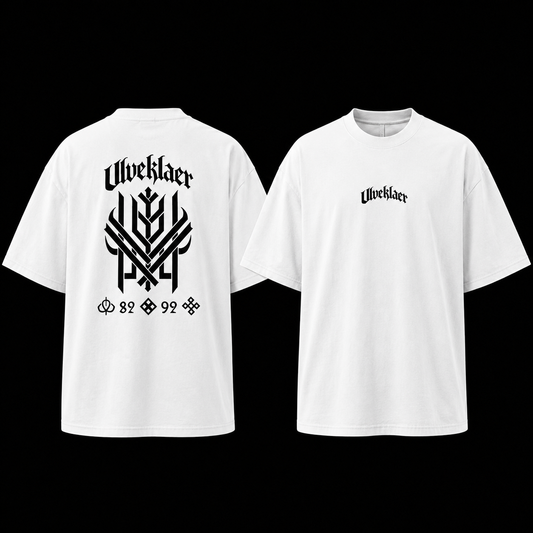 Ulveklaer – Nordic Rune Strength Tee (White & Black Edition)