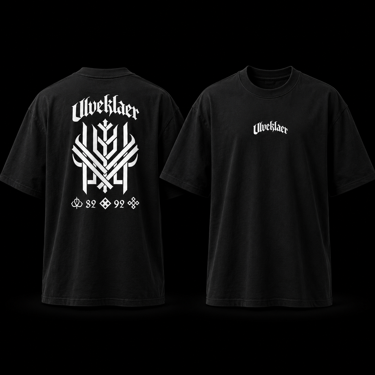 Ulveklaer – Nordic Rune Strength Tee (Black & White Edition)