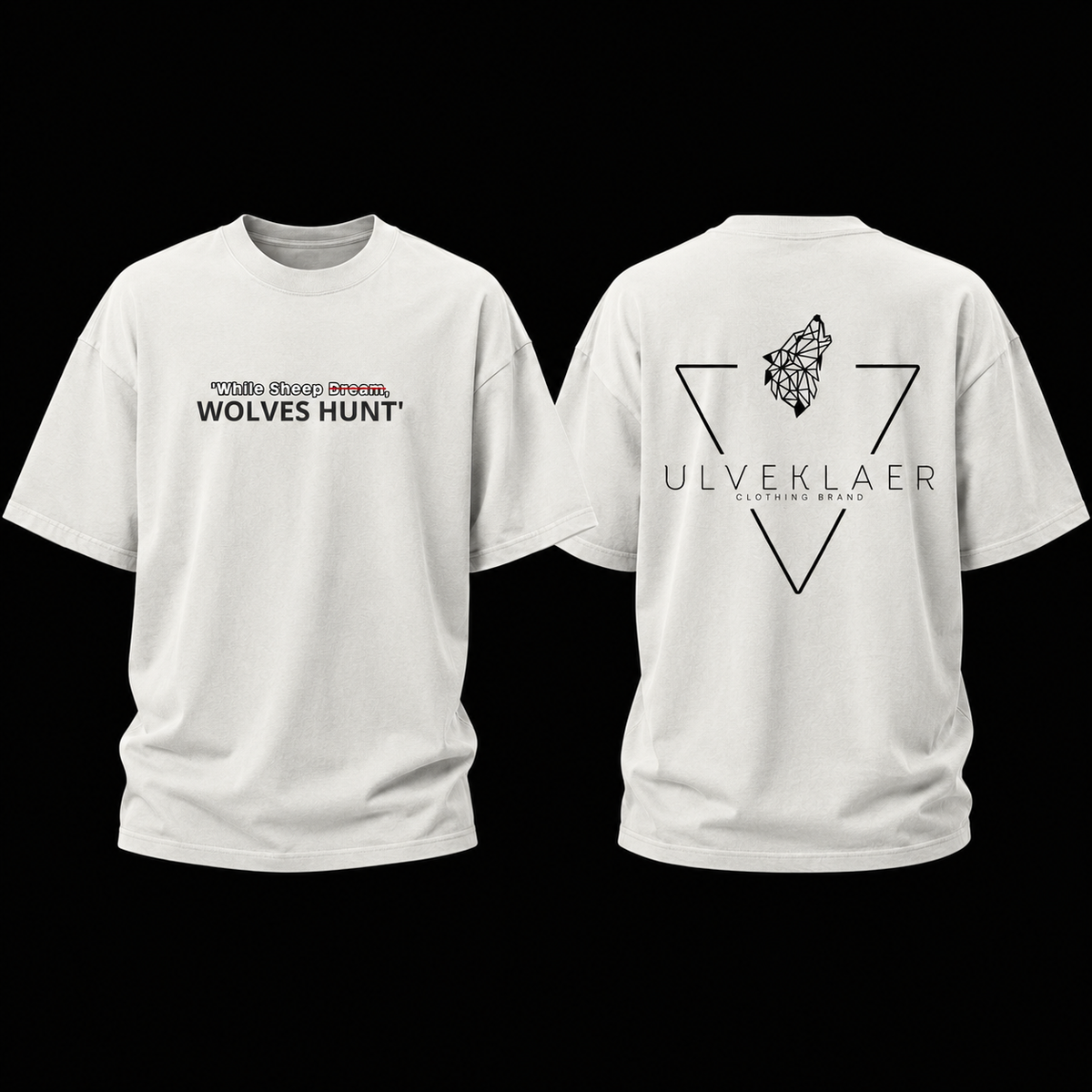 White Oversized T-Shirt | 100% Cotton Wolves Hunt by Ulveklaer