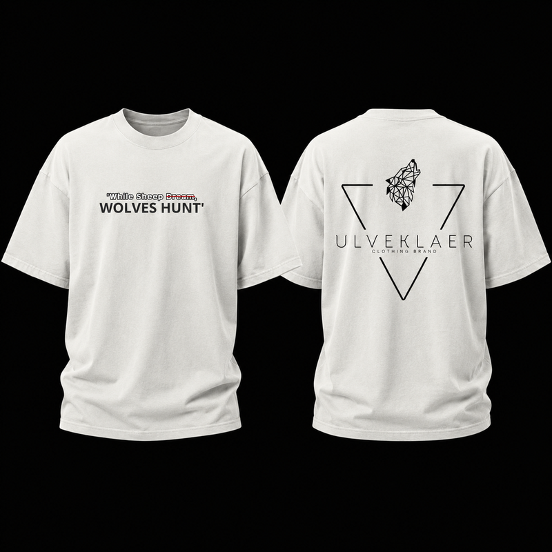 White Oversized T-Shirt | 100% Cotton Wolves Hunt by Ulveklaer