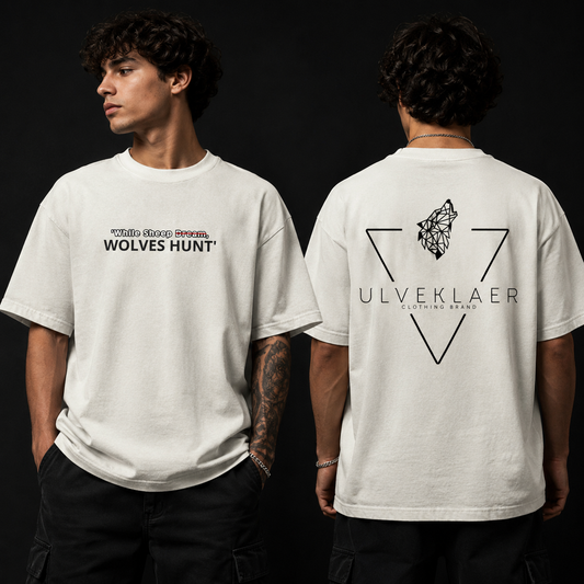 White Oversized T-Shirt | 100% Cotton Wolves Hunt by Ulveklaer
