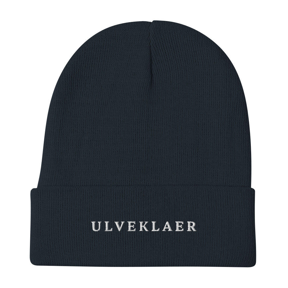 Black & Navy Beanie | 60% Cotton & White Embroidery by Ulveklaer