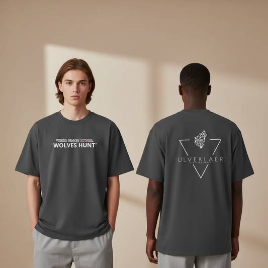 Black Oversized T-Shirt | 100% Cotton Wolves Hunt by Ulveklaer
