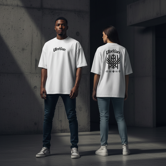 Ulveklaer – Nordic Rune Strength Tee (White & Black Edition)