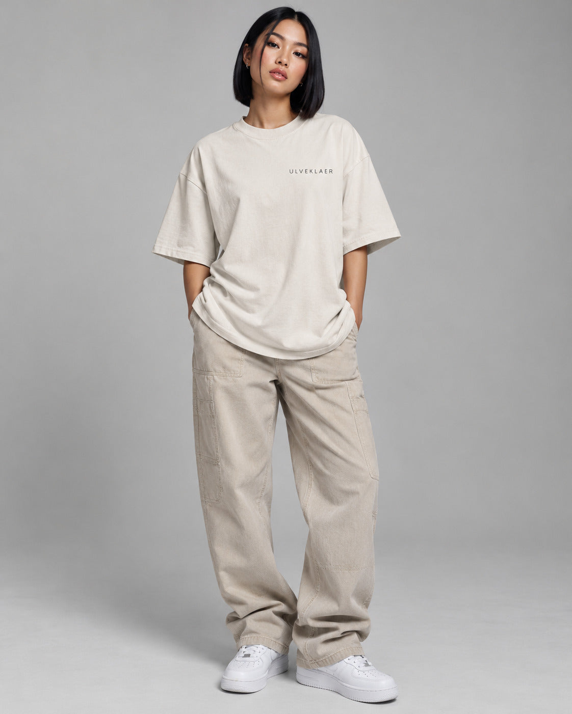 ULVEKLAER Faded Bone Oversized Tee — studio