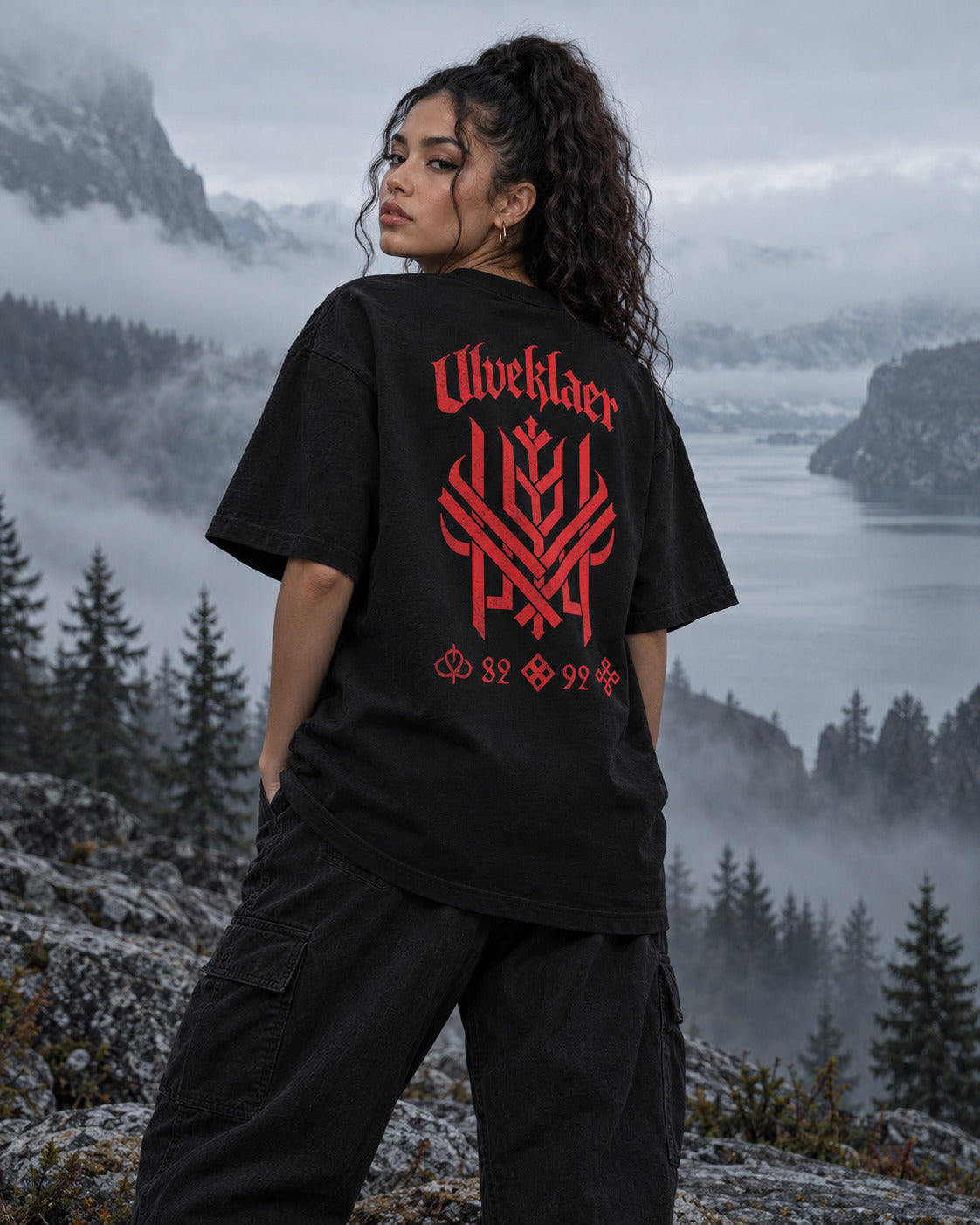 ULVEKLAER Nordic Rune Tee Black & Red — nordic